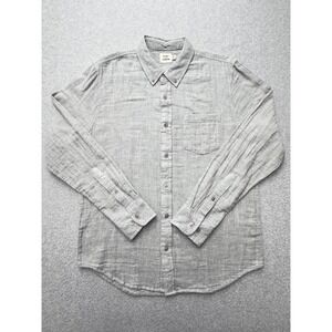 Flint And Tinder Shirt Mens Medium Gray Organic Cotton Button Front Long Sleeve